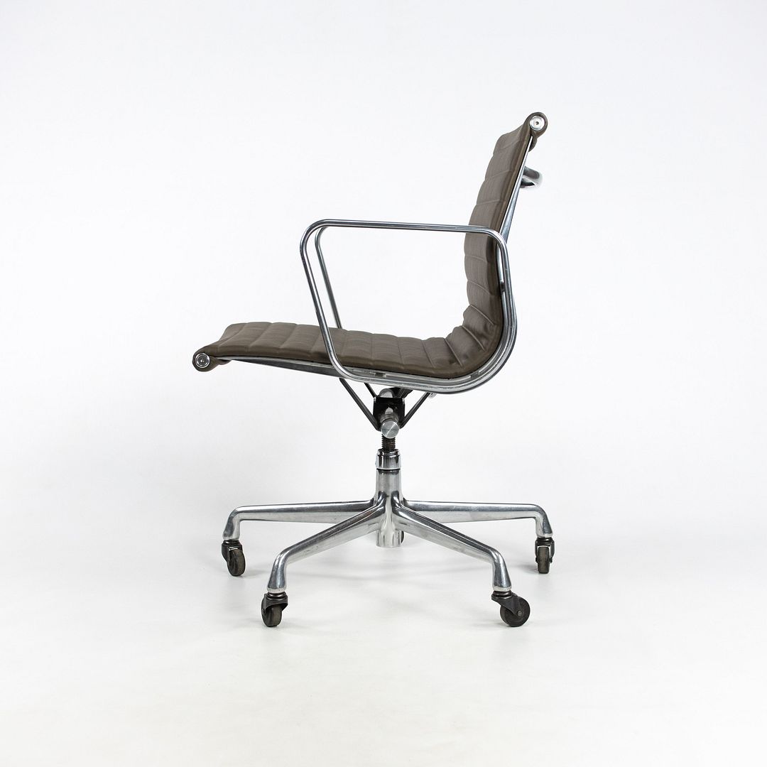 SOLD 2010s Eames Aluminum Group Management Chair by Charles and Ray Eames for Herman Miller in Brown Leather