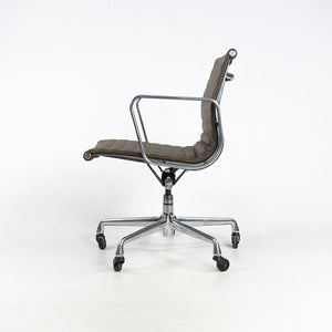 SOLD 2010s Eames Aluminum Group Management Chair by Charles and Ray Eames for Herman Miller in Brown Leather