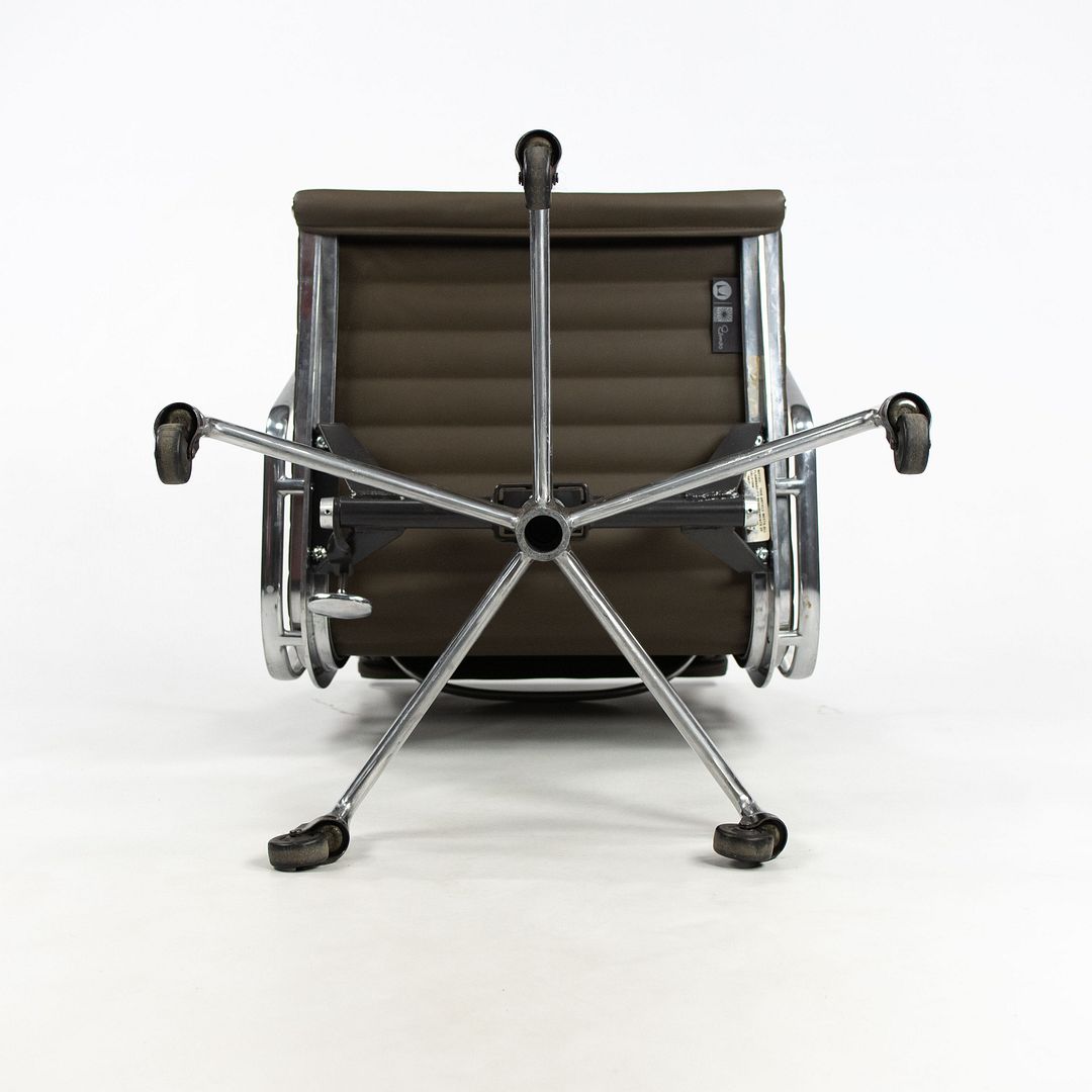 SOLD 2010s Eames Aluminum Group Management Chair by Charles and Ray Eames for Herman Miller in Brown Leather