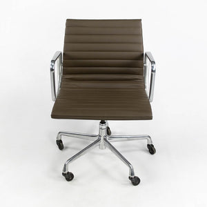 SOLD 2010s Eames Aluminum Group Management Chair by Charles and Ray Eames for Herman Miller in Brown Leather