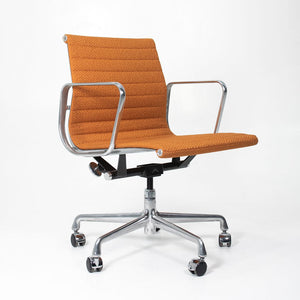 SOLD 2015 Eames Aluminum Group Management Chair by Charles and Ray Eames for Herman Miller in Orange Coil Fabric
