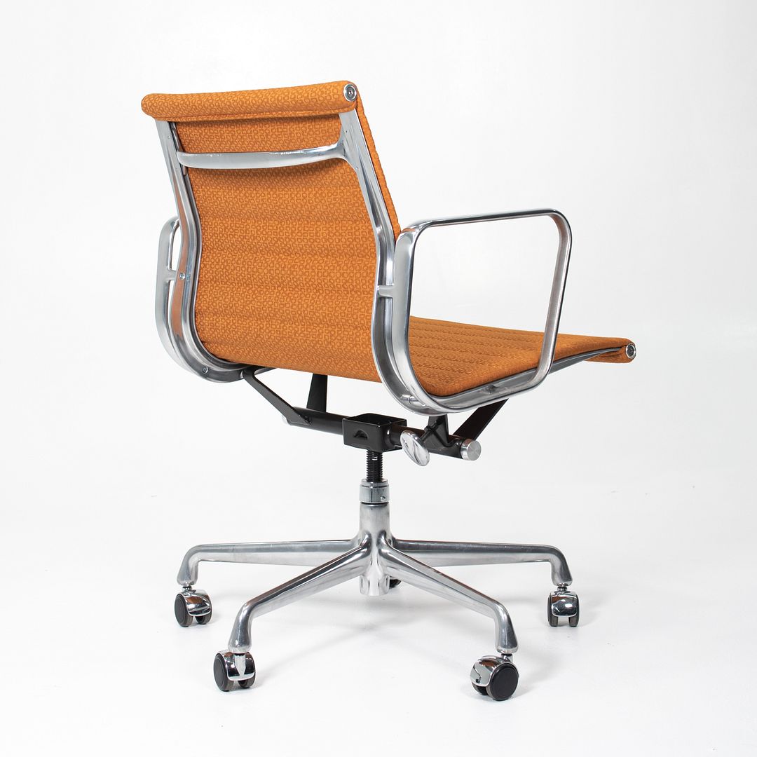 SOLD 2015 Eames Aluminum Group Management Chair by Charles and Ray Eames for Herman Miller in Orange Coil Fabric