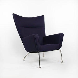 2015 CH445 Wing Lounge Chair by Hans Wegner for Carl Hansen & Søn in Blue Fabric