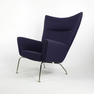 2015 CH445 Wing Lounge Chair by Hans Wegner for Carl Hansen & Søn in Blue Fabric