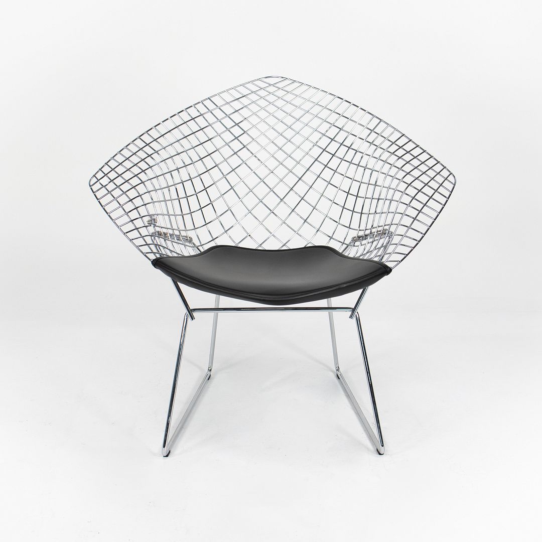 SOLD 2021 Pair of 421L Diamond Chairs by Harry Bertoia for Knoll with Chrome Finish