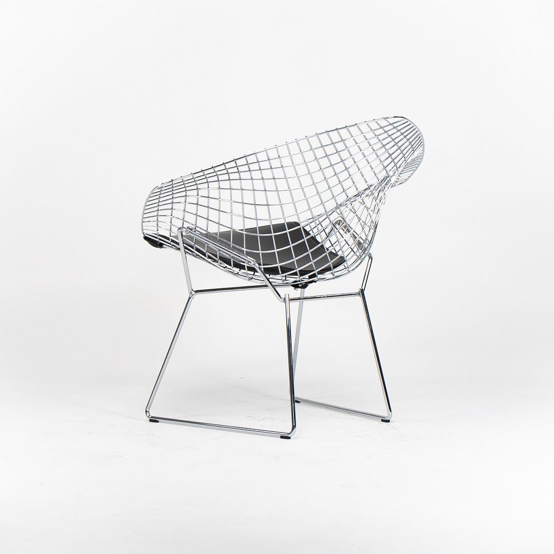 SOLD 2021 Pair of 421L Diamond Chairs by Harry Bertoia for Knoll with Chrome Finish