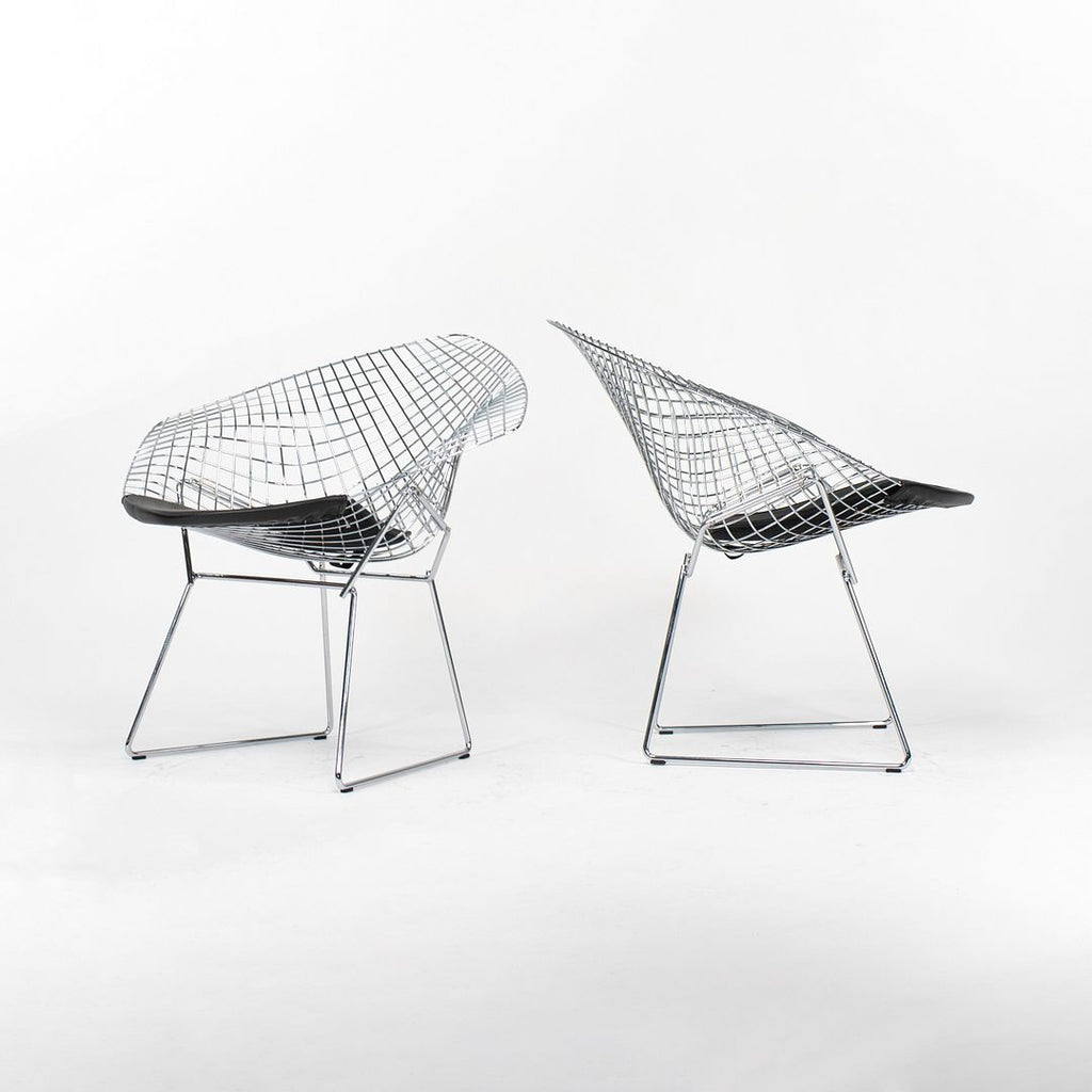 SOLD 2021 Pair of 421L Diamond Chairs by Harry Bertoia for Knoll with Chrome Finish