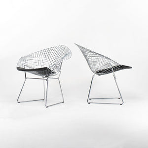 SOLD 2021 Pair of 421L Diamond Chairs by Harry Bertoia for Knoll with Chrome Finish