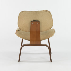 SOLD 1946 LCW Lounge Chair By Charles And Ray Eames For Evans Products Company with Rare Fabric