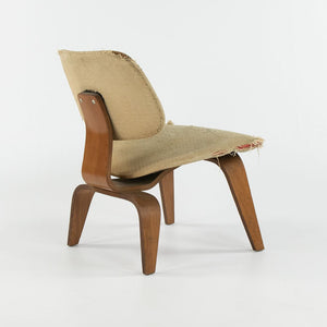 SOLD 1946 LCW Lounge Chair By Charles And Ray Eames For Evans Products Company with Rare Fabric