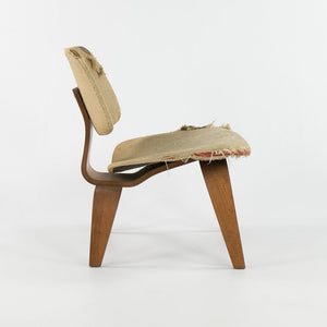 SOLD 1946 LCW Lounge Chair By Charles And Ray Eames For Evans Products Company with Rare Fabric