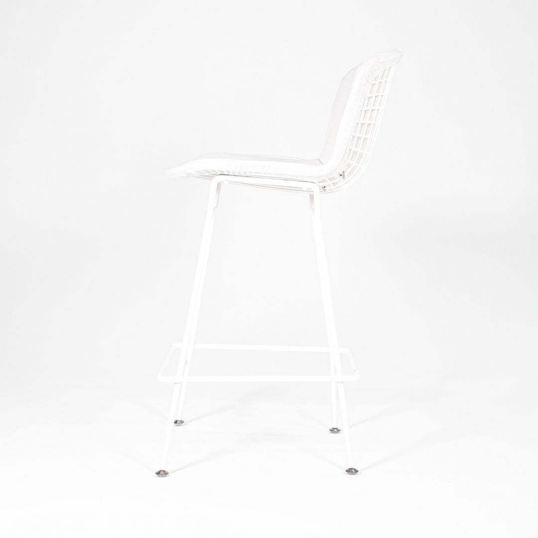 2021 Bertoia Counter Stool Model 426C by Harry Bertoia for Knoll in White with Full Upholstered Pad