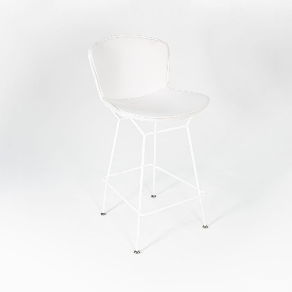 2021 Bertoia Counter Stool Model 426C by Harry Bertoia for Knoll in White with Full Upholstered Pad