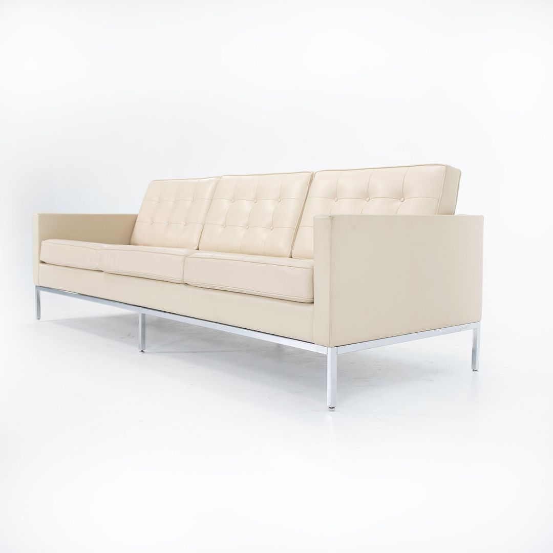 SOLD 2010s 1205S3 Three Seat Sofa by Florence Knoll for Knoll in Ivory Leather